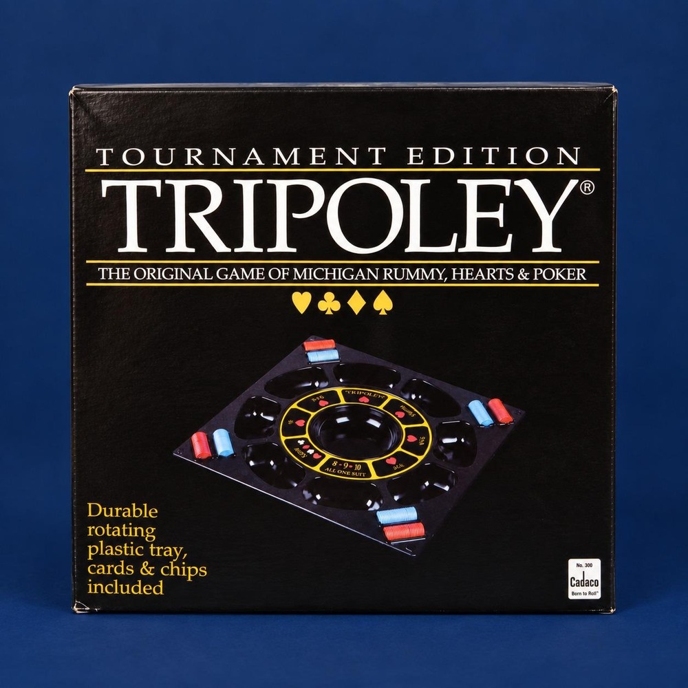 New 1989 TRIPOLOY Game Tournament Edition, Michigan Rummy, Hearts & Poker, USA